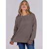 imageANRABESS Sweatshirts for women 2024 Fall Fashion Shirts Long Sleeve Crewneck Lightweight Side Split Casual Pullover TopBrown