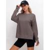 imageANRABESS Sweatshirts for women 2024 Fall Fashion Shirts Long Sleeve Crewneck Lightweight Side Split Casual Pullover TopBrown