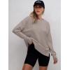 imageANRABESS Sweatshirts for women 2024 Fall Fashion Shirts Long Sleeve Crewneck Lightweight Side Split Casual Pullover TopKhaki