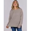 imageANRABESS Sweatshirts for women 2024 Fall Fashion Shirts Long Sleeve Crewneck Lightweight Side Split Casual Pullover TopKhaki