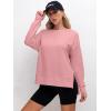 imageANRABESS Sweatshirts for women 2024 Fall Fashion Shirts Long Sleeve Crewneck Lightweight Side Split Casual Pullover TopPink