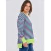 imageANRABESS Sweatshirts for women 2024 Fall Fashion Shirts Long Sleeve Crewneck Lightweight Side Split Casual Pullover TopPink Green