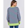 imageANRABESS Sweatshirts for women 2024 Fall Fashion Shirts Long Sleeve Crewneck Lightweight Side Split Casual Pullover TopPink Green