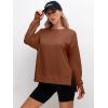 imageANRABESS Sweatshirts for women 2024 Fall Fashion Shirts Long Sleeve Crewneck Lightweight Side Split Casual Pullover TopRust Brown