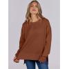 imageANRABESS Sweatshirts for women 2024 Fall Fashion Shirts Long Sleeve Crewneck Lightweight Side Split Casual Pullover TopRust Brown