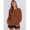 imageANRABESS Sweatshirts for women 2024 Fall Fashion Shirts Long Sleeve Crewneck Lightweight Side Split Casual Pullover TopRust Brown
