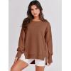 imageANRABESS Womens Oversized Sweatshirts Crew Neck Long Sleeve Shirts Casual Loose Slit 2025 Fall ClothesCaramel
