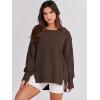imageANRABESS Womens Oversized Sweatshirts Crew Neck Long Sleeve Shirts Casual Loose Slit 2025 Fall ClothesCoffee