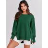 imageANRABESS Womens Oversized Sweatshirts Crew Neck Long Sleeve Shirts Casual Loose Slit 2025 Fall ClothesDeep Green