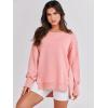 imageANRABESS Womens Oversized Sweatshirts Crew Neck Long Sleeve Shirts Casual Loose Slit 2025 Fall ClothesPink