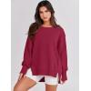 imageANRABESS Womens Oversized Sweatshirts Crew Neck Long Sleeve Shirts Casual Loose Slit 2025 Fall ClothesRed