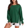 imageANRABESS Womens Oversized Sweatshirts Crew Neck Long Sleeve Shirts Casual Loose Slit 2025 Fall ClothesDeep Green