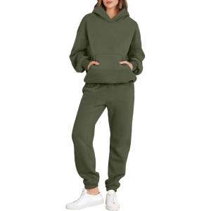 imageANRABESS Womens 2 Piece Outfits Lounge Hoodie Oversized Sweatshirt Jogger Sweatpants Y2K Tracksuit Sweatsuit Set Fall ClothesArmy Green