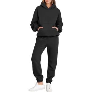 imageANRABESS Womens 2 Piece Outfits Lounge Hoodie Oversized Sweatshirt Jogger Sweatpants Y2K Tracksuit Sweatsuit Set Fall ClothesBlack