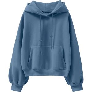 imageANRABESS Womens Oversized Hoodies Lantern sleeve Fleece Sweatshirts 2024 Winter Loose Pullover Preppy Top ClothesDeep Blue