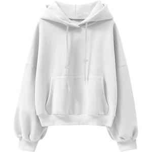 imageANRABESS Womens Oversized Hoodies Lantern sleeve Fleece Sweatshirts 2024 Winter Loose Pullover Preppy Top ClothesWhite