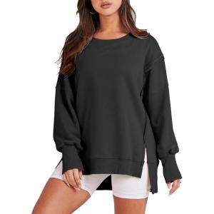 imageANRABESS Womens Oversized Sweatshirts Crew Neck Long Sleeve Shirts Casual Loose Slit 2025 Fall ClothesBlack