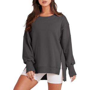 imageANRABESS Womens Oversized Sweatshirts Crew Neck Long Sleeve Shirts Casual Loose Slit 2025 Fall ClothesDeep Gray