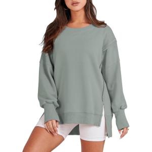 imageANRABESS Womens Oversized Sweatshirts Crew Neck Long Sleeve Shirts Casual Loose Slit 2025 Fall ClothesLight Green