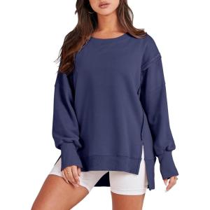 imageANRABESS Womens Oversized Sweatshirts Crew Neck Long Sleeve Shirts Casual Loose Slit 2025 Fall ClothesNavy Blue
