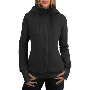 imageANRABESS Womens Zip Up Hoodies Fleece Jackets Long Sleeve Sweatshirts Pockets Casual Fall Fashion Preppy Outfits Y2k ClothesBlack