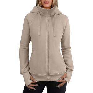 imageANRABESS Womens Zip Up Hoodies Fleece Jackets Long Sleeve Sweatshirts Pockets Casual Fall Fashion Preppy Outfits Y2k ClothesKhaki