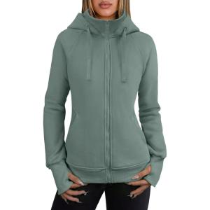 imageANRABESS Womens Zip Up Hoodies Fleece Jackets Long Sleeve Sweatshirts Pockets Casual Fall Fashion Preppy Outfits Y2k ClothesLight Green