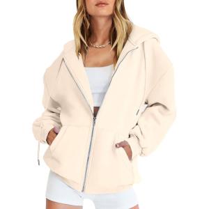 imageANRABESS Womens Zip Up Hoodies Long Sleeve Oversized Sweatshirts Fleece Y2K Jacket Pockets 2025 Fall Outfits Fashion ClothesApricot