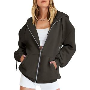 imageANRABESS Womens Zip Up Hoodies Long Sleeve Oversized Sweatshirts Fleece Y2K Jacket Pockets 2025 Fall Outfits Fashion ClothesBlack Grey