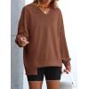 imageANRABESS Womens Oversized Sweatshirt V Neck Long Sleeve Tunic Lightweight Pullover 2025 Spring Casual Tops Teen Girl OutfitsCaramel Brown