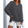 imageANRABESS Womens Oversized Sweatshirt V Neck Long Sleeve Tunic Lightweight Pullover 2025 Spring Casual Tops Teen Girl OutfitsDark Grey
