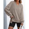 imageANRABESS Womens Oversized Sweatshirt V Neck Long Sleeve Tunic Lightweight Pullover 2025 Spring Casual Tops Teen Girl OutfitsDark Khaki Grey