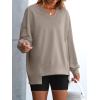 imageANRABESS Womens Oversized Sweatshirt V Neck Long Sleeve Tunic Lightweight Pullover 2025 Spring Casual Tops Teen Girl OutfitsDark Khaki Grey