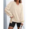 imageANRABESS Womens Oversized Sweatshirt V Neck Long Sleeve Tunic Lightweight Pullover 2025 Spring Casual Tops Teen Girl OutfitsKhaki