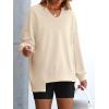 imageANRABESS Womens Oversized Sweatshirt V Neck Long Sleeve Tunic Lightweight Pullover 2025 Spring Casual Tops Teen Girl OutfitsKhaki