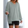 imageANRABESS Womens Oversized Sweatshirt V Neck Long Sleeve Tunic Lightweight Pullover 2025 Spring Casual Tops Teen Girl OutfitsLight Green