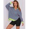 imageANRABESS Womens Oversized Sweatshirt V Neck Long Sleeve Tunic Lightweight Pullover 2025 Spring Casual Tops Teen Girl OutfitsPink Green