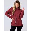 imageANRABESS Womens Turtleneck Sweatshirts Drawstring Waist Pullover Tops Loose Fit Long Sleeve Hoodies 2024 Fall Preppy OutfitsBurgundy