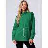 imageANRABESS Womens Turtleneck Sweatshirts Drawstring Waist Pullover Tops Loose Fit Long Sleeve Hoodies 2024 Fall Preppy OutfitsGreen