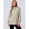 imageANRABESS Womens Turtleneck Sweatshirts Drawstring Waist Pullover Tops Loose Fit Long Sleeve Hoodies 2024 Fall Preppy OutfitsLight Khaki