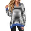 imageANRABESS Womens Oversized Sweatshirt V Neck Long Sleeve Tunic Lightweight Pullover 2025 Spring Casual Tops Teen Girl OutfitsBlack White