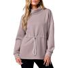 imageANRABESS Womens Turtleneck Sweatshirts Drawstring Waist Pullover Tops Loose Fit Long Sleeve Hoodies 2024 Fall Preppy OutfitsNutmeg