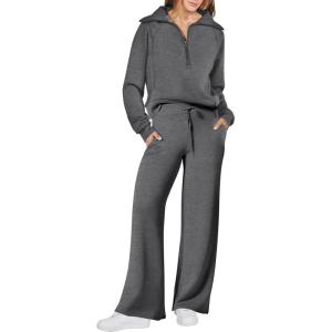 imageANRABESS Women 2 Piece Outfits Sweatsuit Oversized Sweatshirt Sweatpants Tracksuit Sweat Lounge Matching Set 2025 Fall TrendyDark Grey