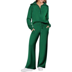 imageANRABESS Women 2 Piece Outfits Sweatsuit Oversized Sweatshirt Sweatpants Tracksuit Sweat Lounge Matching Set 2025 Fall TrendyGreen