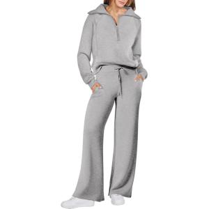 imageANRABESS Women 2 Piece Outfits Sweatsuit Oversized Sweatshirt Sweatpants Tracksuit Sweat Lounge Matching Set 2025 Fall TrendyLight Grey
