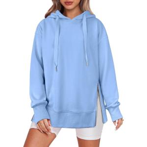 imageANRABESS Women Oversized Hoodies Side Zipper Fleece Long Sweatshirts Lightweight Tunic Pullover 2024 Fall Trendy ClothesLight Blue