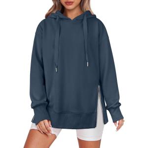 imageANRABESS Women Oversized Hoodies Side Zipper Fleece Long Sweatshirts Lightweight Tunic Pullover 2024 Fall Trendy ClothesNavy Blue