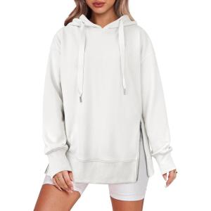 imageANRABESS Women Oversized Hoodies Side Zipper Fleece Long Sweatshirts Lightweight Tunic Pullover 2024 Fall Trendy ClothesWhite