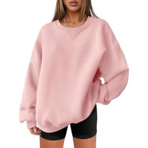 imageANRABESS Womens Sweatshirts Oversized Fleece Crew Neck Pullover Hoodies Casual Comfy 2025 Fall Fashion Basic SweatshirtPink