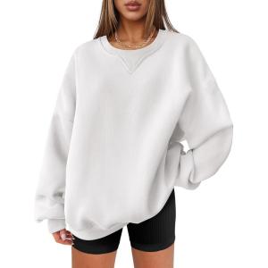 imageANRABESS Womens Sweatshirts Oversized Fleece Crew Neck Pullover Hoodies Casual Comfy 2025 Fall Fashion Basic SweatshirtWhite
